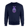 Bunny Easter Egg  In Jewel Tones Fleece Sweatshirt