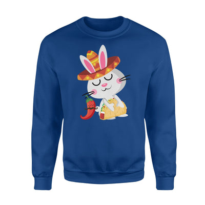 Easter Bunny Mexican Taco Sombrero  Fleece Sweatshirt