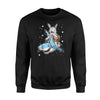 Easter Bunny With Eggs   Boys Kids Riding Shark Girls  Fleece Sweatshirt