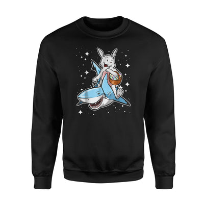 Easter Bunny With Eggs   Boys Kids Riding Shark Girls  Fleece Sweatshirt