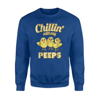 Chillin With My Peeps Funny Easter  Fleece Sweatshirt