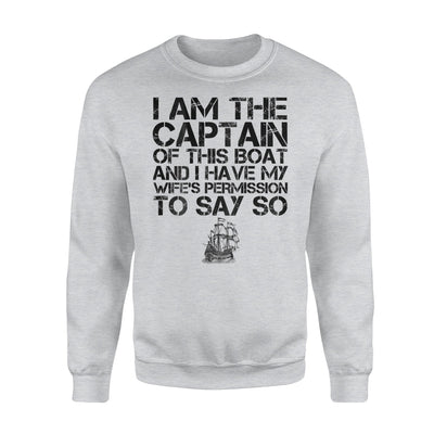 Funny I Am The Captain Of This Boat With Wife Back Print Sweatshirt