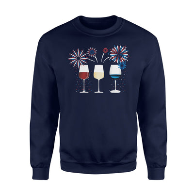 Funny Wine Glass Red White And Blue Firework Sweatshirt