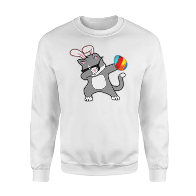 Easter Bunny Dabbing Cat  Easter Egg  Fleece Sweatshirt