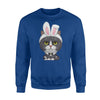 Black -White Cat In The Easter Bunny Costume  Fleece Sweatshirt