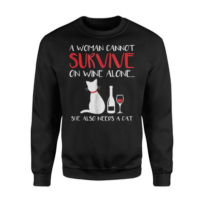 Cat And Wine Lovers Cute Funny Sweatshirt