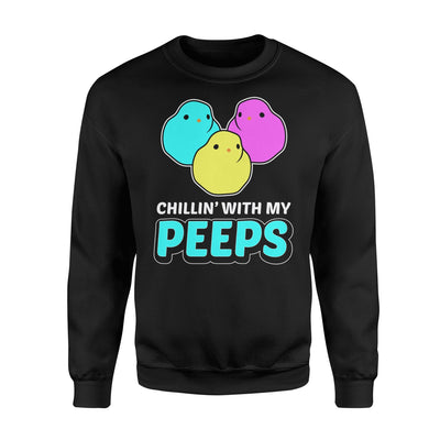 Chillin- With My Peeps Easter Chick  Fleece Sweatshirt