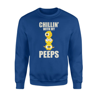 Chillin- With My Peeps    Funny Easter Chicks Gift  Fleece Sweatshirt