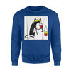 Cat Kitty With Yellow Glasses And Wine Funny Sweatshirt