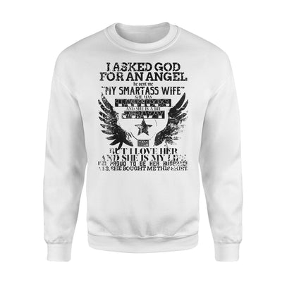 Black Vintage God Angel Smartass Wife Proud Husband Sweatshirt