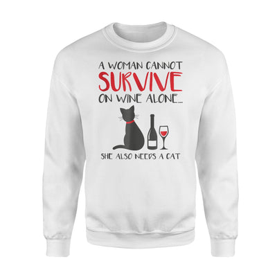 Cat And Wine Lover Cute Funny Sweatshirt