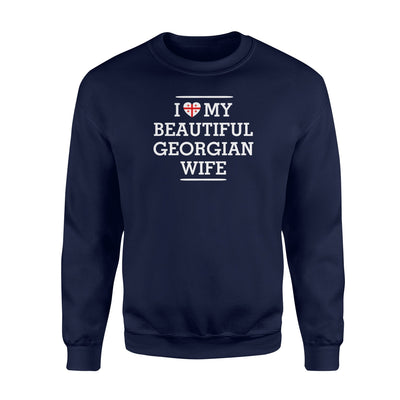 I Love My Beautifull Georgian Wife Flag Heart For Husband Sweatshirt