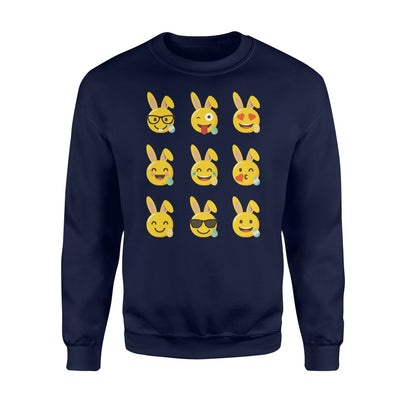 Cute And Funny Easter Bunny Emoji Tee  Easter Day  Fleece Sweatshirt