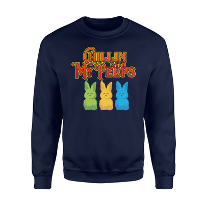 Chilling With My Peeps  Cool Easter Bunny Rabbit  Fleece Sweatshirt