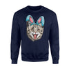 Easter Bunny Cat   Kitty Kitten Girls Boys Kids Women  Fleece Sweatshirt