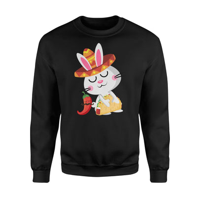 Easter Bunny Mexican Taco Sombrero  Fleece Sweatshirt