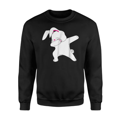 Dabbing Easter Bunny   Funny Happy Easter Bunny Face  Fleece Sweatshirt