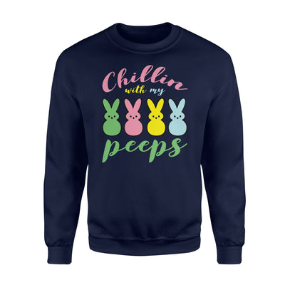 Chillin- With My Peeps Easter Bunny Funny   For Kids  Fleece Sweatshirt