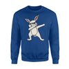 Dabbing Easter Bunny  Thug Meme White Rabbit  Fleece Sweatshirt