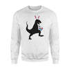 Easter Dinosaur   T Rex Bunny Ears Easter Eggs Basket Fleece Sweatshirt