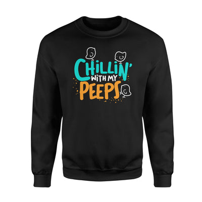 Easter Chillin With My Peeps Funny Men Women  Fleece Sweatshirt