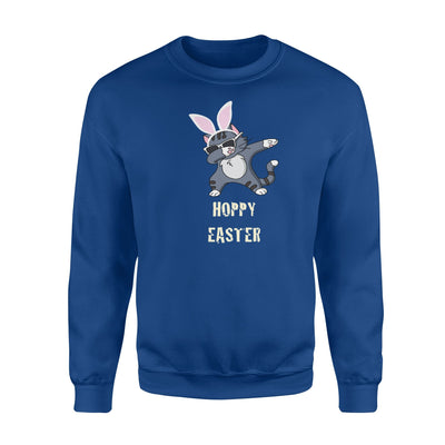 Boys Hoppy Easter Dabbing Cat Bunny  , Cute Easter Gift  Fleece Sweatshirt