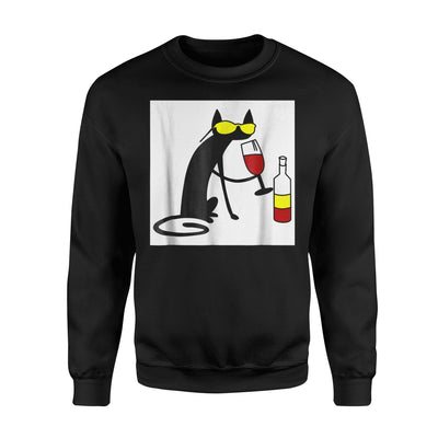 Cat Kitty With Yellow Glasses And Wine Funny Sweatshirt