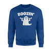 Funny Halloween Boozin Ghost Wine Drinking Distressed Sweatshirt