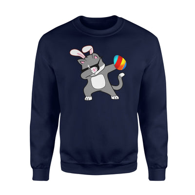 Easter Bunny Dabbing Cat  Easter Egg  Fleece Sweatshirt