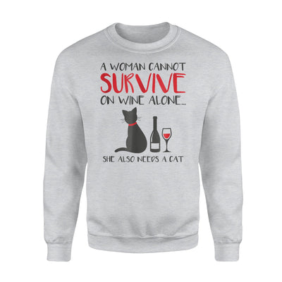 Cat And Wine Lover Cute Funny Sweatshirt