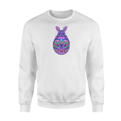 Bunny Easter Egg  In Jewel Tones Fleece Sweatshirt