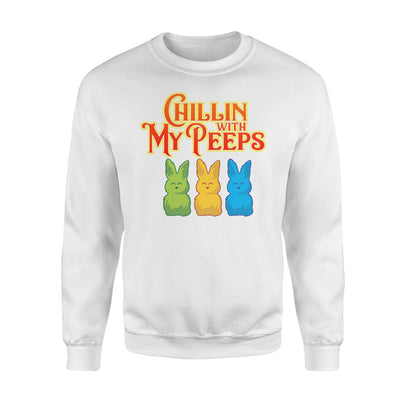 Chilling With My Peeps  Cool Easter Bunny Rabbit  Fleece Sweatshirt