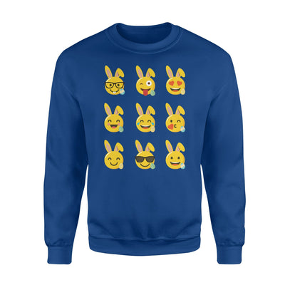 Cute And Funny Easter Bunny Emoji Tee  Easter Day  Fleece Sweatshirt